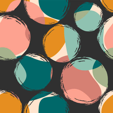 Abstract geometric seamless pattern with circles. Modern abstract design for paper, cover, fabric, interior decor and other users. Ideal for baby design.のイラスト素材