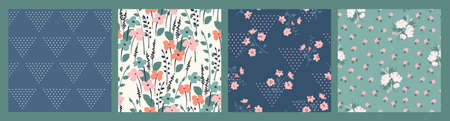 Floral seamless patterns. Vector design for paper, cover, fabric, interior decor and other usersのイラスト素材