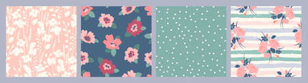 Floral seamless patterns. Vector design for paper, cover, fabric, interior decor and other usersのイラスト素材