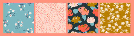 Floral seamless patterns. Vector design for paper, cover, fabric, interior decor and other usersのイラスト素材