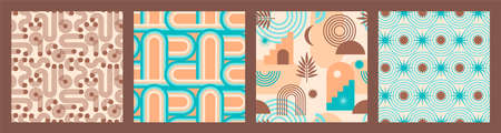 Abstract geometric collection of seamless patterns. Contemporary style.のイラスト素材