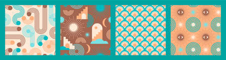 Abstract geometric collection of seamless patterns. Contemporary style.のイラスト素材