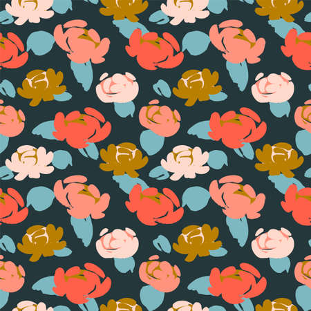 Floral seamless pattern with roses . Vector design for paper, cover, fabric, interior decor and other usersのイラスト素材