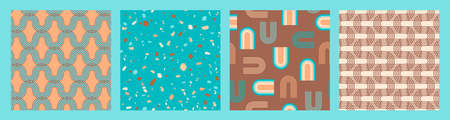 Abstract geometric collection of seamless patterns. Contemporary style. Modern design for paper, cover, fabric, interior decor and other users.のイラスト素材