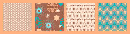 Abstract geometric collection of seamless patterns. Contemporary style. Modern design for paper, cover, fabric, interior decor and other users.のイラスト素材