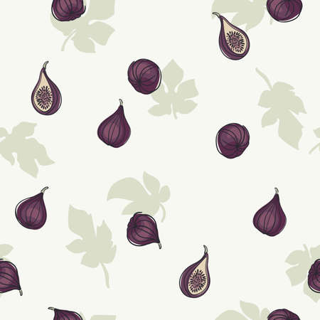 Seamless pattern with figs. Trendy hand drawn textures. Modern abstract designのイラスト素材