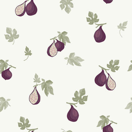 Seamless pattern with figs. Trendy hand drawn textures. Modern abstract designのイラスト素材