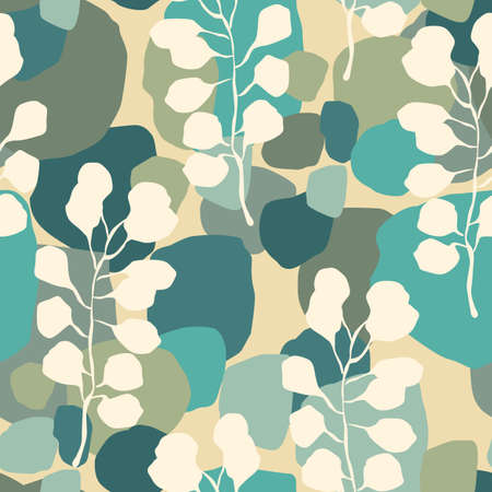 Artistic seamless pattern with abstract leaves. Modern design for paper, cover, fabric, interior decorのイラスト素材