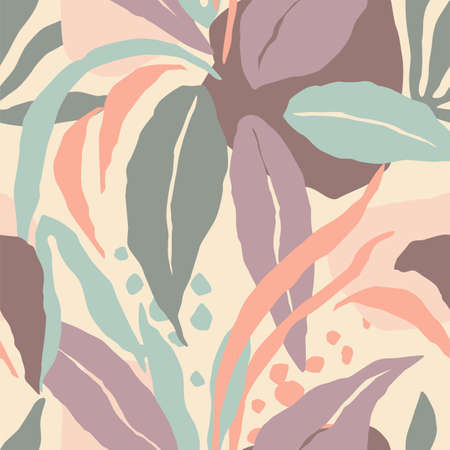 Artistic seamless pattern with abstract leaves. Modern design for paper, cover, fabric, interior decorのイラスト素材