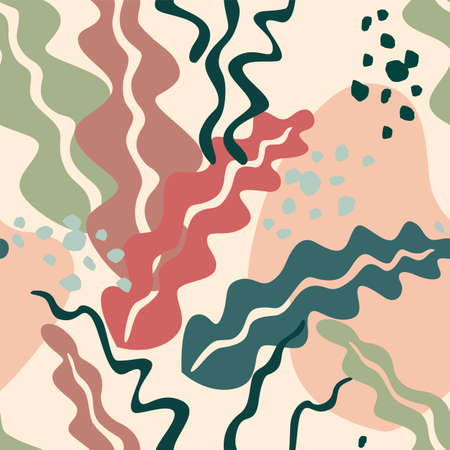 Artistic seamless pattern with abstract leaves. Modern design for paper, cover, fabric, interior decorのイラスト素材