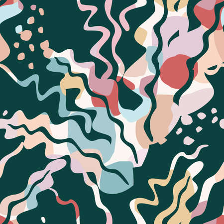 Artistic seamless pattern with abstract leaves. Modern design for paper, cover, fabric, interior decorのイラスト素材