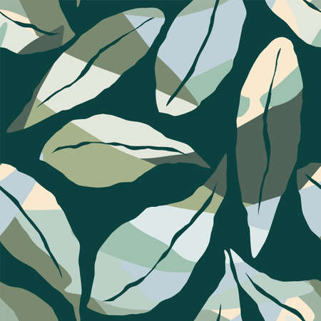 Artistic seamless pattern with abstract leaves. Modern design for paper, cover, fabric, interior decorのイラスト素材