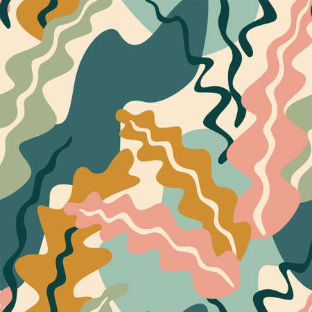 Artistic seamless pattern with abstract leaves. Modern design for paper, cover, fabric, interior decorのイラスト素材
