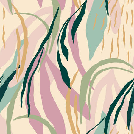 Artistic seamless pattern with abstract leaves. Modern vector designのイラスト素材