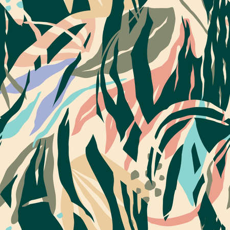 Artistic seamless pattern with abstract leaves. Modern vector designのイラスト素材