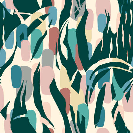 Artistic seamless pattern with abstract leaves. Modern vector designのイラスト素材