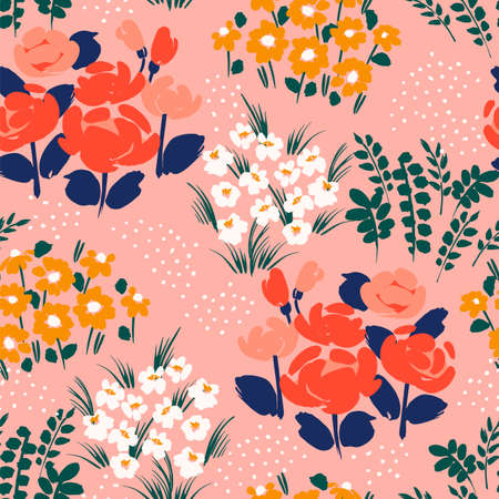 Floral abstract seamless pattern. Vector design for different surfases.のイラスト素材
