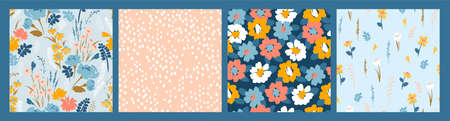 Set of floral seamless patterns. Vector design for paper, cover, fabric, interior decor and other useのイラスト素材