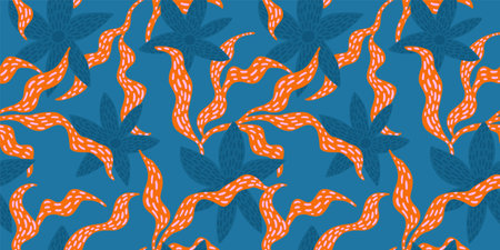 Artistic seamless pattern with abstract leaves. Modern design for paper, cover, fabric, interior decor and other.のイラスト素材