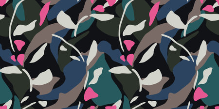 Artistic seamless pattern with abstract leaves. Modern design for paper, cover, fabric, interior decor and other.のイラスト素材