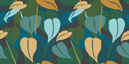 Artistic seamless pattern with abstract leaves. Modern design for paper, cover, fabric, interior decor and otherのイラスト素材