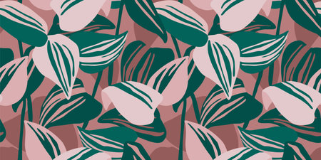Artistic seamless pattern with abstract leaves. Modern design for paper, cover, fabric, interior decor and other.のイラスト素材