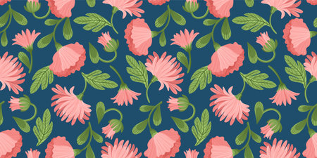 Floral abstract seamless pattern. Vector design for different surfases.のイラスト素材