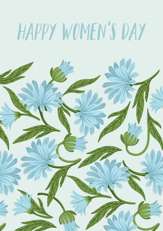 International Women s Day. Vector template with beautiful flowers for card, poster, flyer and otherのイラスト素材