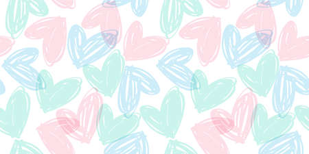 Vector seamless pattern with hand drawn hearts. Design template for valentines day and other users.のイラスト素材