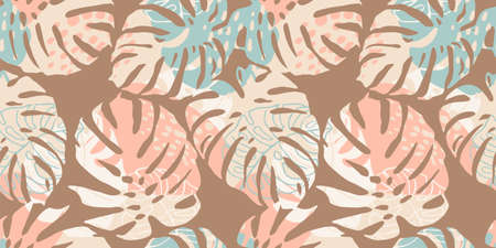 Tropical seamless pattern with abstract leaves. Modern design for paper, cover, fabric, interior decor and otherのイラスト素材