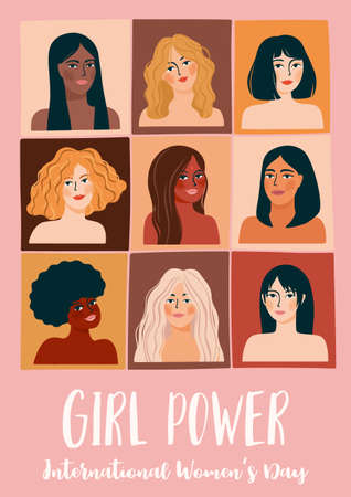 International Womens Day. Vector illustration with women different nationalities and cultures.のイラスト素材