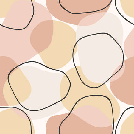 Contemporary art seamless pattern with abstract shapes. Line art. Modern designのイラスト素材