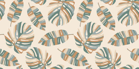 Tropical seamless pattern with abstract leaves. Modern designのイラスト素材