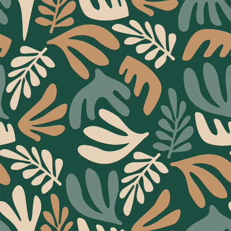 Contemporary art seamless pattern with abstract plants. Modern designのイラスト素材