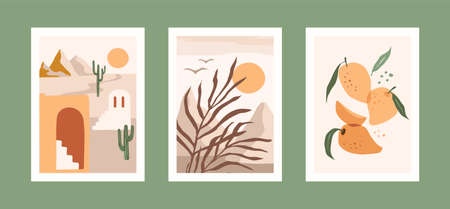 Collection of contemporary art prints. Modern vector design for wall art, posters, cards, t-shirts nd moreのイラスト素材