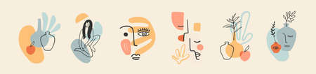 Set of Contemporary compositions. Line art. Modern vector design for logo, branding, t-shirt, posters, cards and moreのイラスト素材