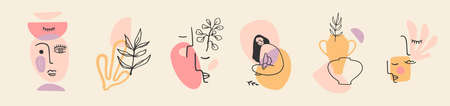 Set of Contemporary compositions. Line art. Modern vector design for logo, branding, t-shirt, posters, cards and moreのイラスト素材