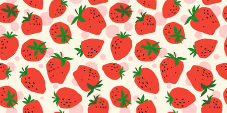 Vector seamless pattern with Strawberry. Trendy hand drawn textures. Modern abstract designのイラスト素材