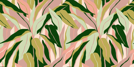 Artistic seamless pattern with abstract leaves. Modern design for paper, cover, fabric, interior decor and otherのイラスト素材