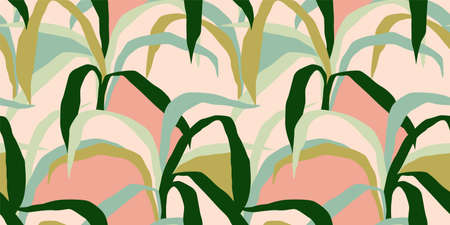 Artistic seamless pattern with abstract leaves. Modern design for paper, cover, fabric, interior decor and otherのイラスト素材
