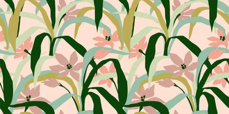 Artistic seamless pattern with abstract leaves. Modern design for paper, cover, fabric, interior decor and otherのイラスト素材