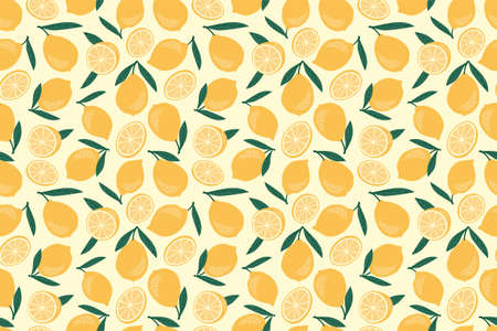 Vector seamless pattern with lemons and limes. Trendy hand drawn textures. Modern abstract designのイラスト素材