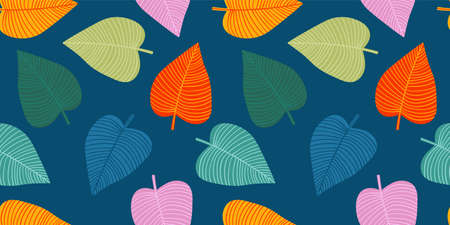 Bright funny seamless pattern with abstract leaves. Vector designのイラスト素材