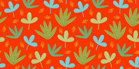 Bright funny seamless pattern with abstract leaves. Vector designのイラスト素材