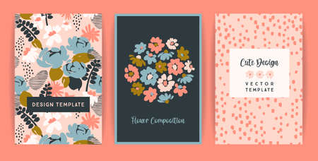 Set of vector floral design. Template for card, poster, flyer, home decor and otherのイラスト素材