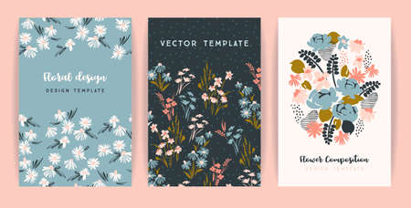 Set of vector floral design. Template for card, poster, flyer, home decor and otherのイラスト素材