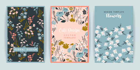 Set of vector floral design. Template for card, poster, flyer, home decor and otherのイラスト素材
