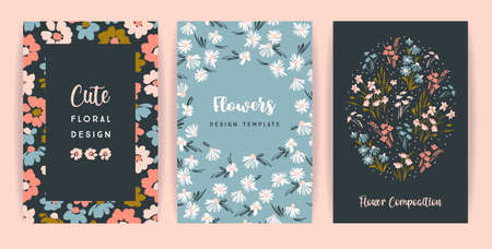 Set of vector floral design. Template for card, poster, flyer, home decor and otherのイラスト素材