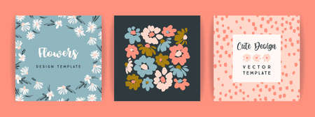 Set of vector floral design. Template for card, poster, flyer, home decor and otherのイラスト素材
