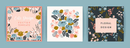 Set of vector floral design. Template for card, poster, flyer, home decor and otherのイラスト素材